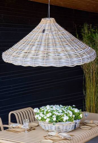 Stor grey rattan hængelampe - Ø.65cm eller Ø.98cm