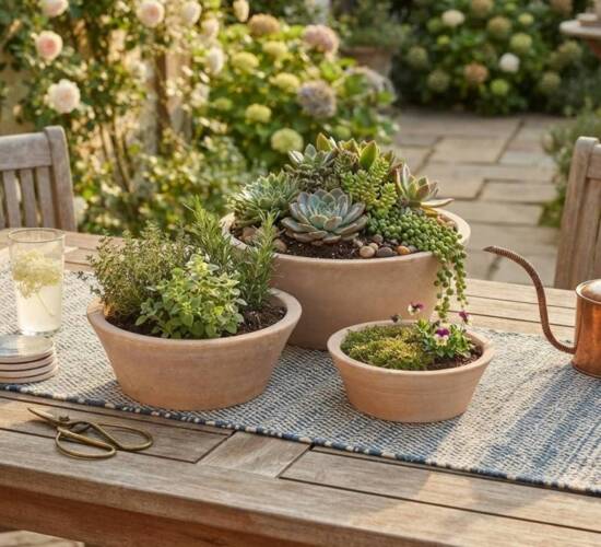 Små planteskåle i Terracotta - SÆT