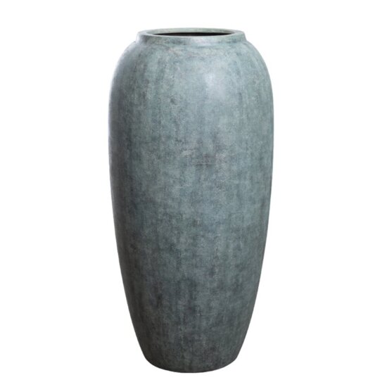 Indendørs høj plantekrukke i antik blågrøn glasfiber - 112cm