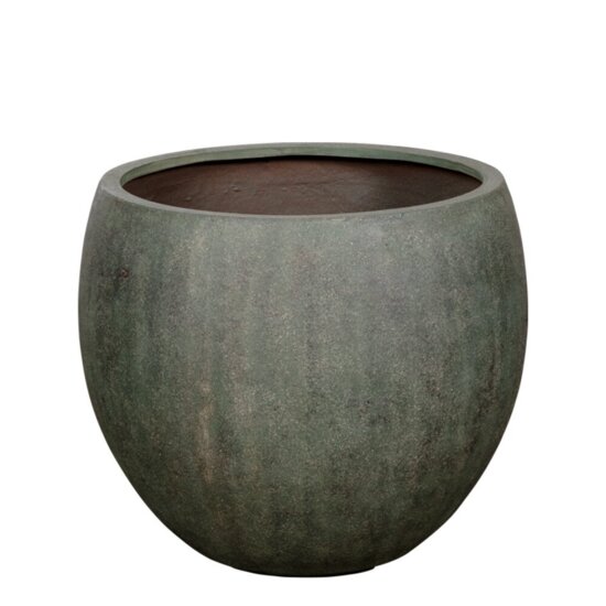 Stor rustik rund copper green krukke i glasfiber - Ø.42 + Ø.55