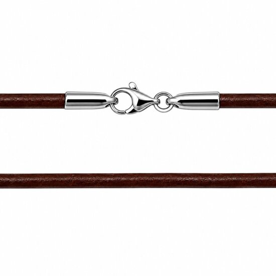 2 mm Læderhalskæder - sort/brun m/k