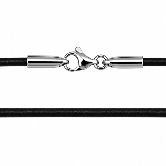 2 mm Læderhalskæder - sort/brun m/k