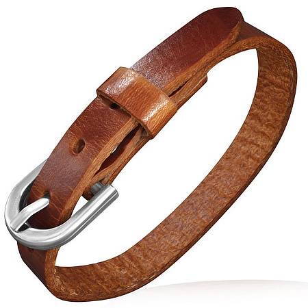 1cm bredt læderarmbånd - sort eller brun