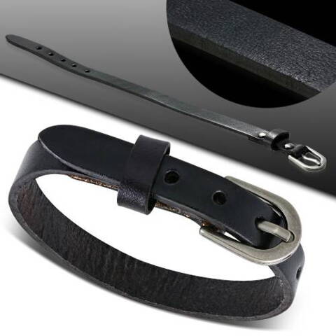 1cm bredt læderarmbånd - sort eller brun