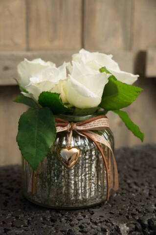 Lysestage / vase med læder & hjerte