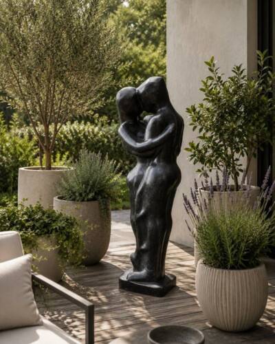 135cm sort Terrazzo Figur med Par