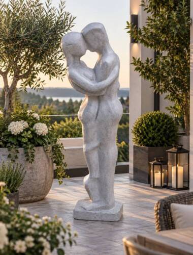 Figur af par til haven / Mand og Kvinde i grå sten Terrazzo - 135cm