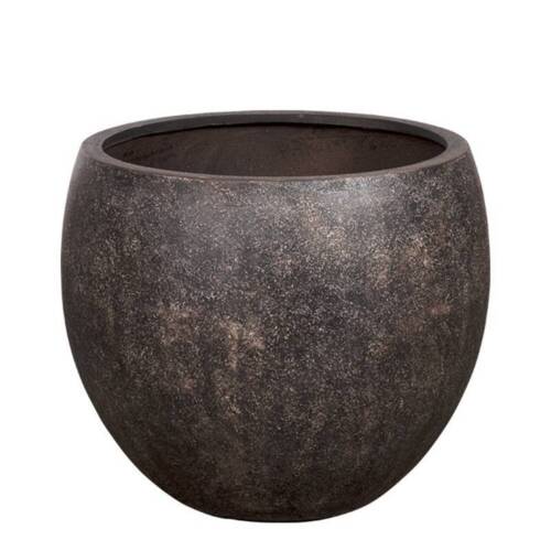 Rund indendørs glasfiber krukke i antik brun - Ø.42cm