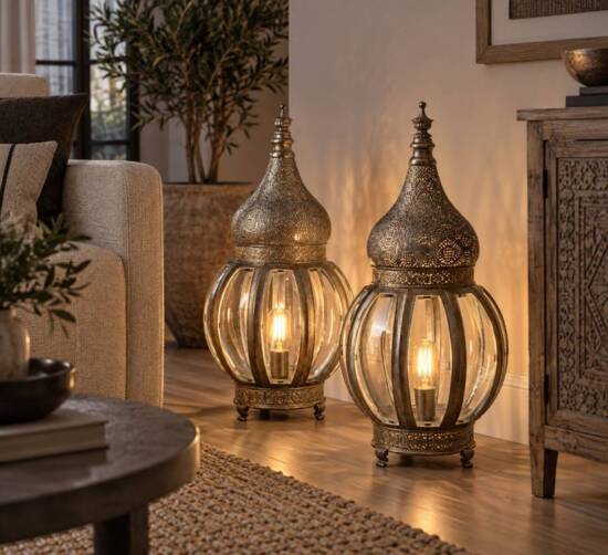 Orientalsk bordlampe med glas - Afhentning