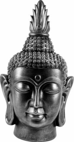 Buddha hoved sort/sølv