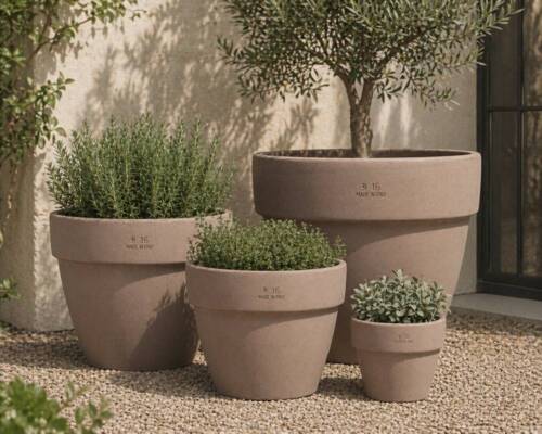 Italienske Klassiske Krukker I Choko Terracotta - Sæt med 4stk