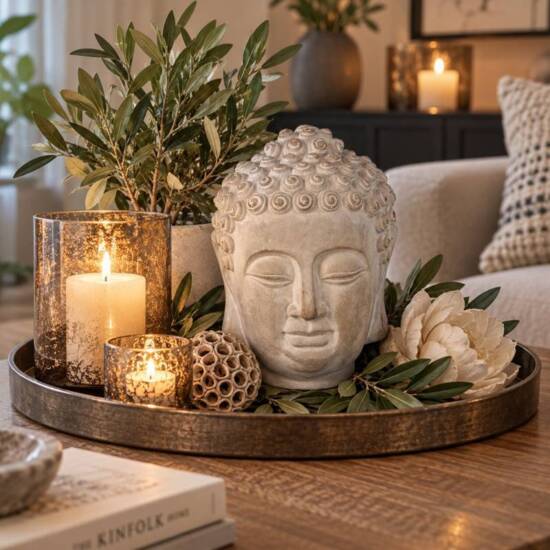 Buddha hoved cement - 17cm
