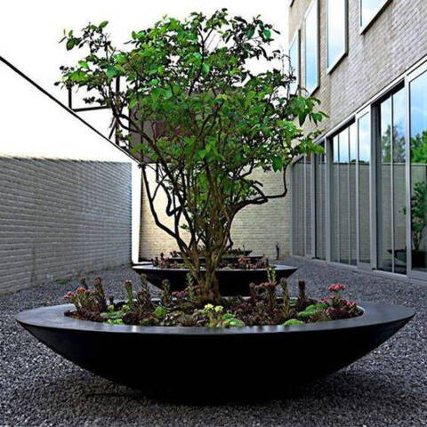 Store runde plantefade i glasfiber - Op tll Ø.200cm