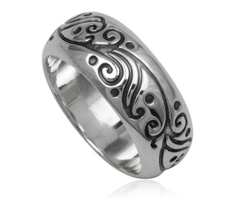 Herre fingerring i sølv / Tribal Design