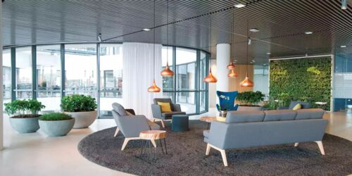 Rund lav grå fiber krukke / Plante bowle