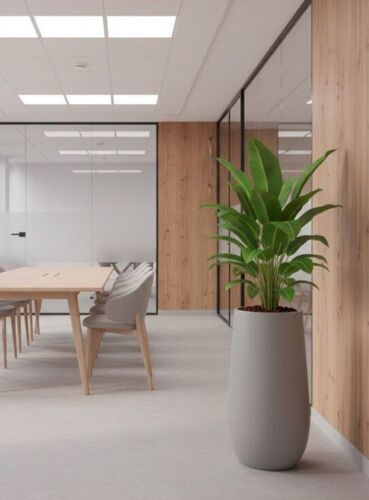 Høj cementgrå krukke i glasfiber - 70cm + 100cm letvægtskrukker