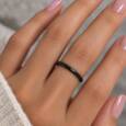 Sort smal stålfingerring / 2mm