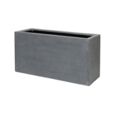 Aflang grå plantekumme / plantekasse i fiberstone / 100cm