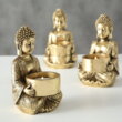 Guld Buddha lysestager til fyrfadslys - 3stk