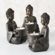 Små Buddha fyrfadslysestager i brun antik / 3stk