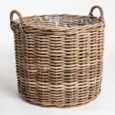 Stor rund  Ø.65cm rattan potte med håndtag