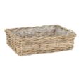 Lav aflang firkantet plantekurv i rattan plastindsats - L.50cm