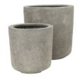 krukkesæt i grå glasfiber med sandstone look