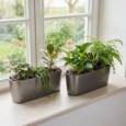 40cm aflang plantekrukke med selvvanding til vinduer - Hvid + Antrazit