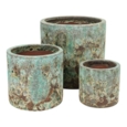 Lava look krukker i keramik / Rust eller Jade - SÆT