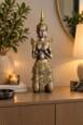 Buddha figur / tempelvogter i guld antik - 48cm