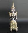 Buddha figur / tempelvogter i guld antik - 48cm