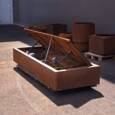 Aflang vandfontæne / vandkunst i Corten stål med lys & pumpe - 100cm bred