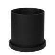 Sort Rockstone urtepotte med underfad - Ø.15+18+20+23cm