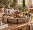 Stor dekorationsfad / rattanbakke i flettet rattan - Ø.85 / Ø.110cm