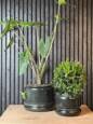 Upcycled plantepotter i metal - Sæt med 2 stk - Gråblå + Flaskegrøn