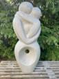 Abstrakt Soulmate haveskulptur i grå sten Terrazzo - 92cm
