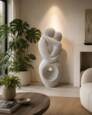 Abstrakt Soulmate haveskulptur i grå sten Terrazzo - 92cm