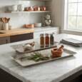 Aflange rektangulære fade i rå aluminium med banket mønster / Detroit Sæt