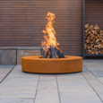 Rund eller firkantet bålsted / ildsted i corten stål - med grill rist