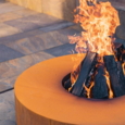 Rund eller firkantet bålsted / ildsted i corten stål - med grill rist