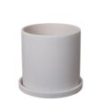 Hvid Rockstone urtepotte med underfad - Ø.15+18+20+23cm