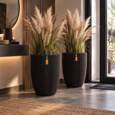 Sort Vase / Krukke elegant groove med horisontale striber/ribber