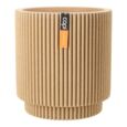 Indendørs rund plantekrukke i beige med ribber - Ø.36cm + Ø.44cm