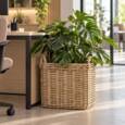 Firkantede rattan krukker med hjul - 40cm + 50cm