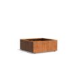 Lav firkantet plantekasse / plantekumme i corten stål med hjul - H.40cm
