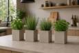 H.19x15x15cm Plantepotter I Sandtruktur - Sort + Grå + Sand