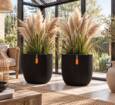 Plantekrukke groove black med ribber - Ø.35cm + Ø.43cm + Ø.54