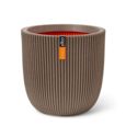 Indendørs plantekrukke i varm taupe med ribber - Ø.35cm + Ø.43cm + Ø.54