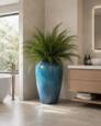 Høj Amfora Plantekrukke med  blue jade glasering - H.78cm
