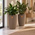 Taupe Vase / Krukke elegant groove med horisontale striber/ribber